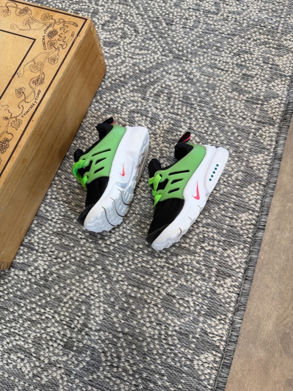 Nike Kids Black & Green Sneakers with Pink Swoosh - Picture 2 of 14